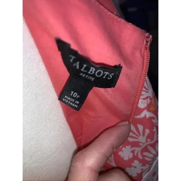 Talbots Coral Pink Voile Sleeveless Flare Maxi Dress Pockets Sundress Cotton 10P - Picture 14 of 15